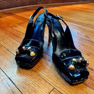 Tory Burch Black Patent Slingback Stiletto